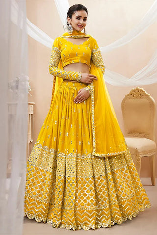 Buy Latest Party Wear Yellow Color Haldi Function Lehenga Choli Collection Clothsvilla