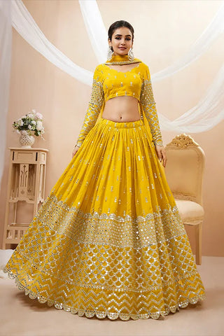 Buy Latest Party Wear Yellow Color Haldi Function Lehenga Choli Collection Clothsvilla