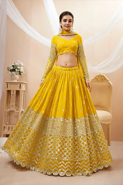 Buy Latest Party Wear Yellow Color Haldi Function Lehenga Choli Collection Clothsvilla