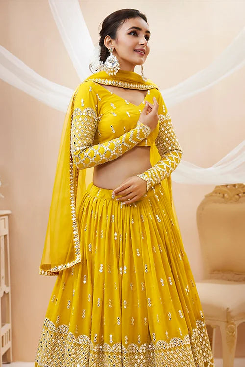Buy Latest Party Wear Yellow Color Haldi Function Lehenga Choli Collection Clothsvilla