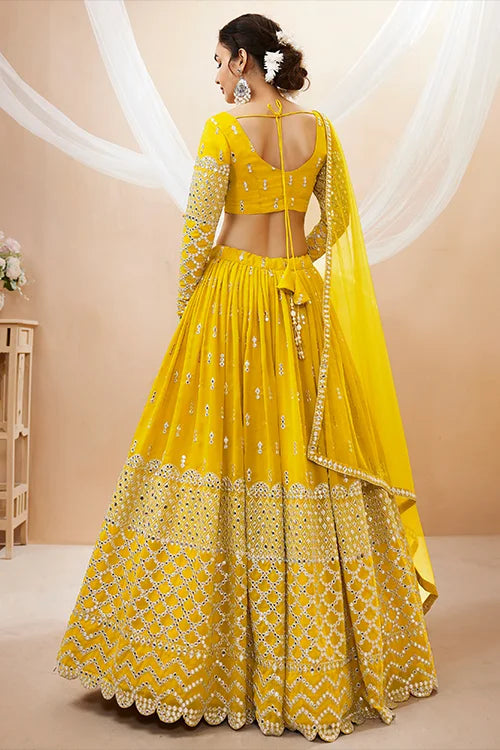 Buy Latest Party Wear Yellow Color Haldi Function Lehenga Choli Collection Clothsvilla
