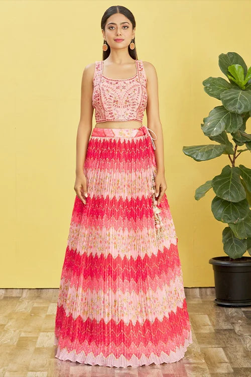 Buy Pink Color Sequins Embroidered Lehenga Choli Online Clothsvilla