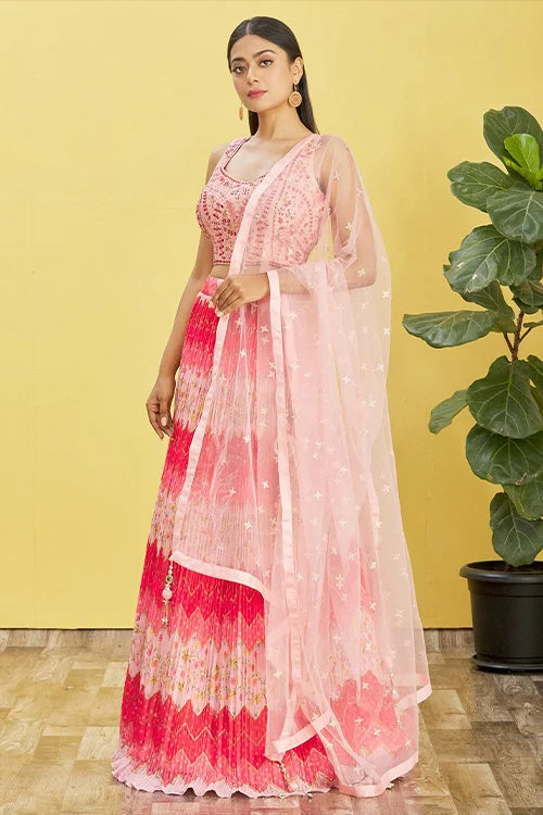 Buy Pink Color Sequins Embroidered Lehenga Choli Online Clothsvilla