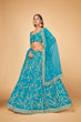 Load image into Gallery viewer, Blue &amp; Gold Embroidered Poly Silk Lehenga Choli ClothsVilla