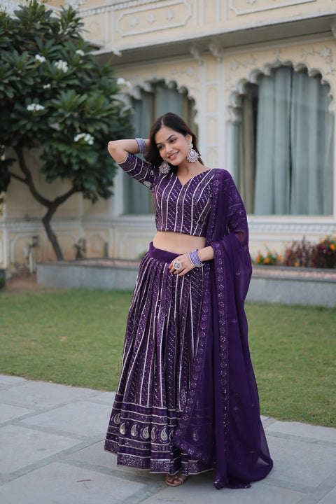 Faux Blooming Lehenga Choli Set with Heavy Sequins & Zari Embroidery ClothsVilla Main image