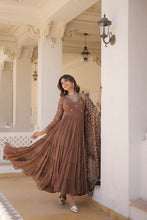 Load image into Gallery viewer, Enthralling Sequin Embroidered Coffee Color Gown with Designer Dupatta - Festive Wear ClothsVilla