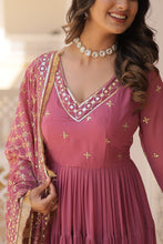 Load image into Gallery viewer, Enthralling Sequin Embroidered Onion Color Gown with Designer Dupatta - Festive Wear ClothsVilla
