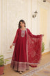 Load image into Gallery viewer, Faux Blooming Sequin Maroon Gown with Embroidered Dupatta ClothsVilla
