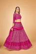 Load image into Gallery viewer, Women Pink &amp; Gold Embroidered Semi-Stitched Lehenga Choli Set ClothsVilla