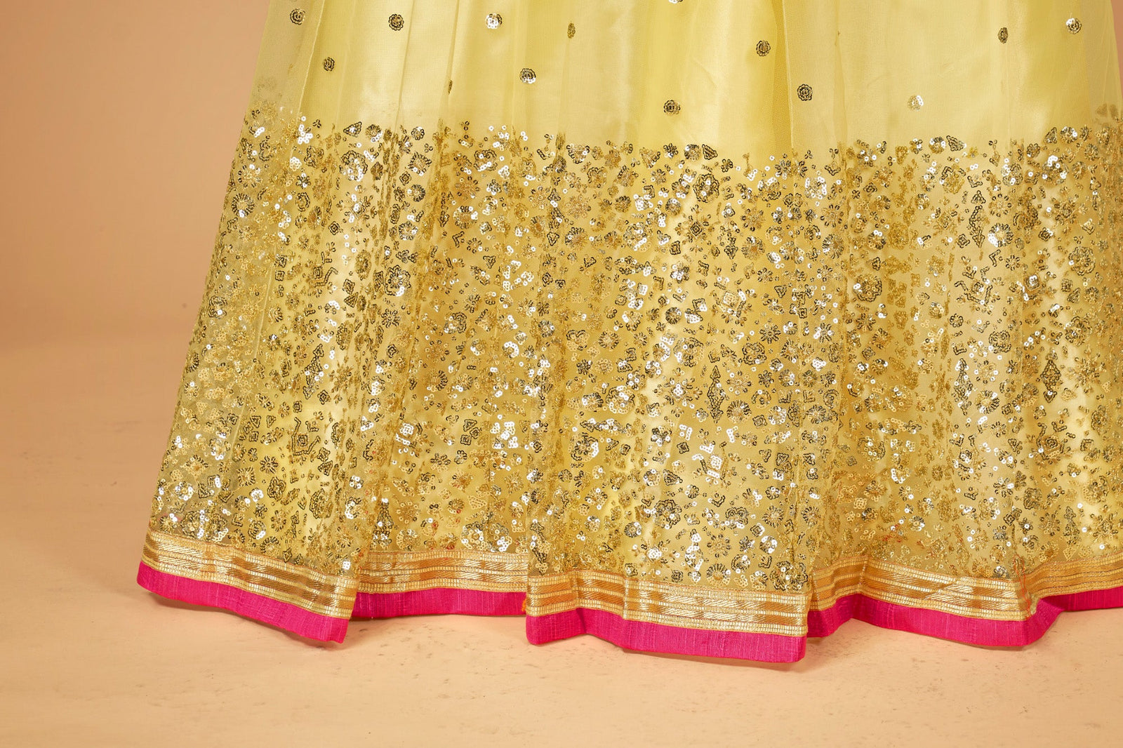 Yellow & Green Embroidered Sequin Lehenga Choli Set Cloth's Villa