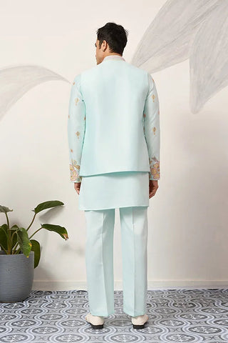 Luxury Wedding & Carnival Wear Pista Green Koti Kurta for Men Clothsvilla