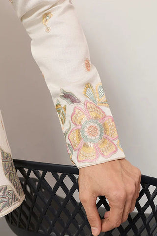 Carnival Function White Koti Kurta Pair for Mens Wear Clothsvilla
