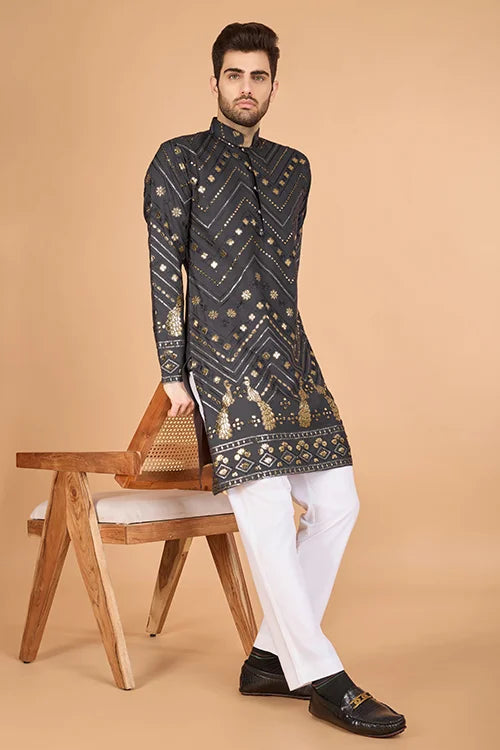 Cement Grey Designer Kurta – Viscose Rayon Fabric Clothsvilla