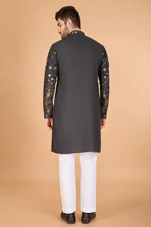 Cement Grey Designer Kurta – Viscose Rayon Fabric Clothsvilla