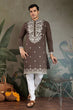 Load image into Gallery viewer, Wedding Functions Chocolate Gray Embroidered Kurta Clothsvilla