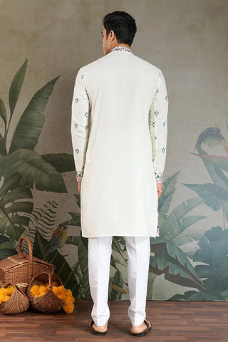 Wedding Special White Embroidered Silk Kurta Clothsvilla