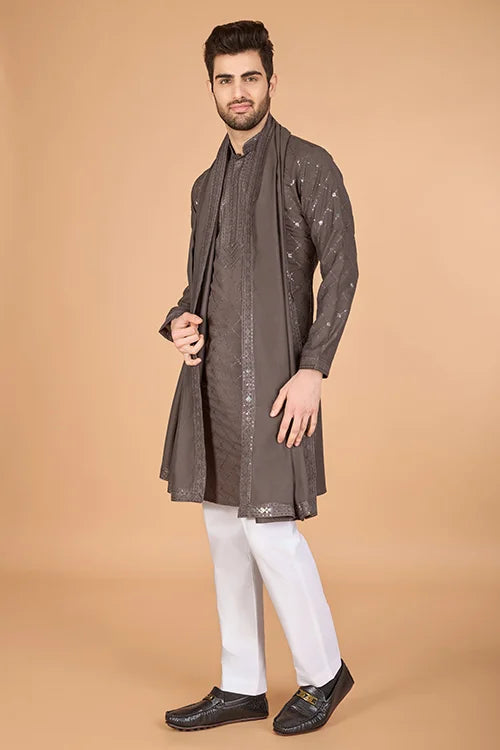 Brown Color Wedding Special Stylish Kurta for Men Clothsvilla