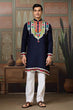 Load image into Gallery viewer, Navy Blue Embroidered Festival Wear Kurta for Men Clothsvilla