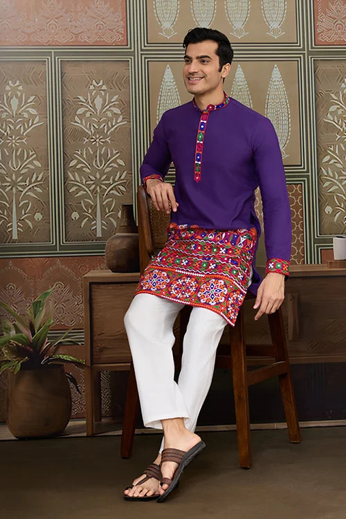 Readymade Purple Mens Kurta for Navratri Look Clothsvilla
