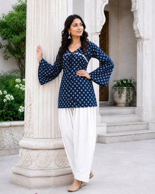 Cotton Bandhej Designer Kurti Outfit ClothsVilla