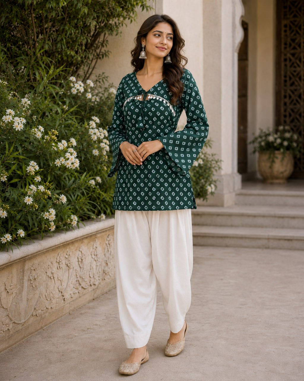 Cotton Bandhej Designer Kurti Outfit ClothsVilla