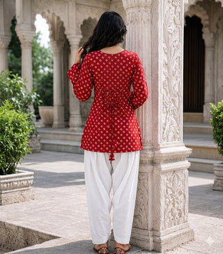 Cotton Bandhej Designer Kurti Outfit ClothsVilla