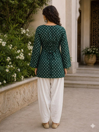 Cotton Bandhej Designer Kurti Outfit ClothsVilla