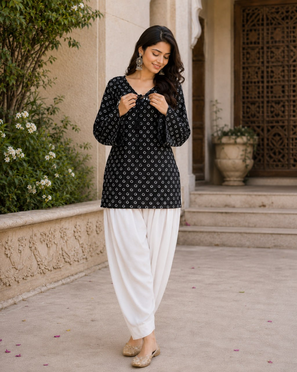 Cotton Bandhej Designer Kurti Outfit ClothsVilla