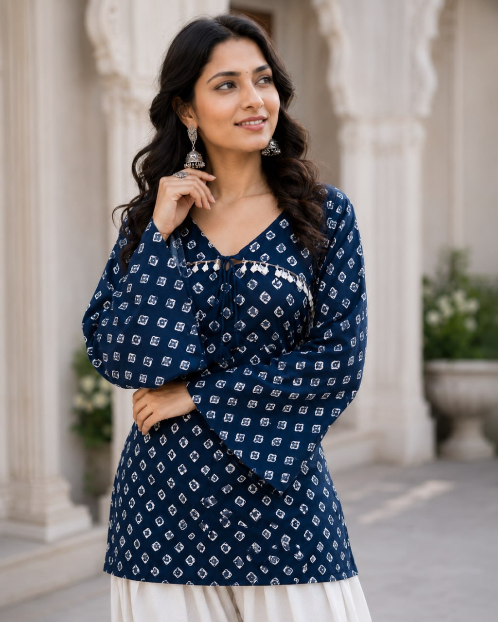 Cotton Bandhej Designer Kurti Outfit ClothsVilla