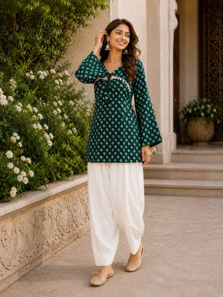Cotton Bandhej Designer Kurti Outfit ClothsVilla