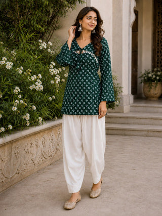 Cotton Bandhej Designer Kurti Outfit ClothsVilla