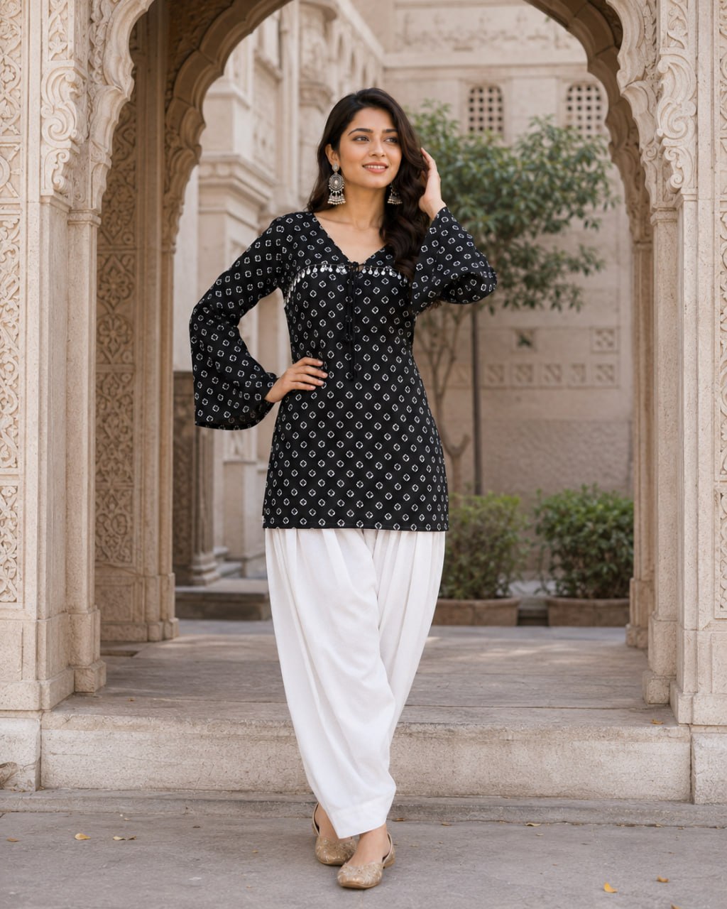 Cotton Bandhej Designer Kurti Outfit ClothsVilla