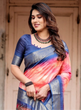 Load image into Gallery viewer, Pink and Blue Digital Printed Saree with Peacock Motif and Tassel Detail DIGITAL PRINT