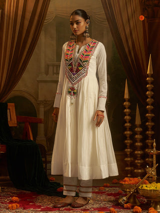 Moonlit Off White Mul Cotton Handwork Navratri Dress ClothsVilla