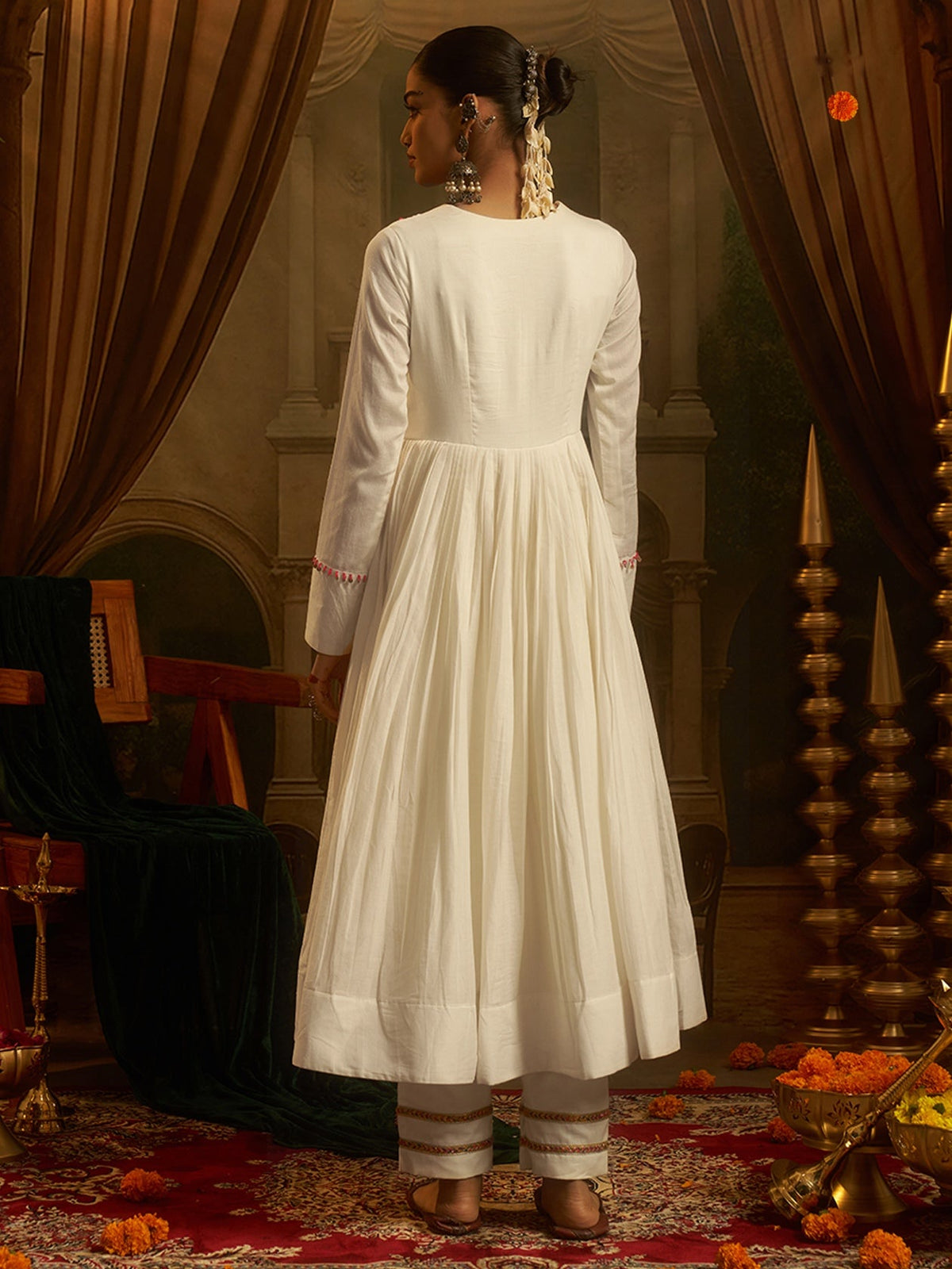 Moonlit Off White Mul Cotton Handwork Navratri Dress ClothsVilla