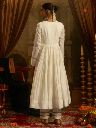 Moonlit Off White Mul Cotton Handwork Navratri Dress ClothsVilla