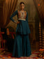 Peacock Teal Blue Mul Cotton Handwork Navratri Dress ClothsVilla