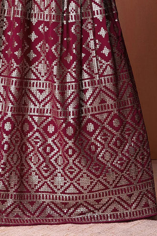 Dark Pink Georgette Lehenga Choli with Sequins Work Clothsvilla