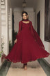 Load image into Gallery viewer, Dark Red Fully Flared Anarkali Set With Beautiful Sequins Work ClothsVilla