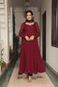 Dark Red Fully Flared Anarkali Set With Beautiful Sequins Work ClothsVilla