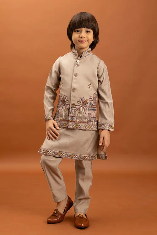 Designer Beige Koti Kurta Set for Kids 6-12 Year Clothsvilla