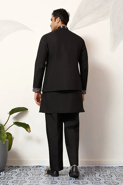 Premium Wedding Black Koti Kurta Pajama for Mens Wear Clothsvilla