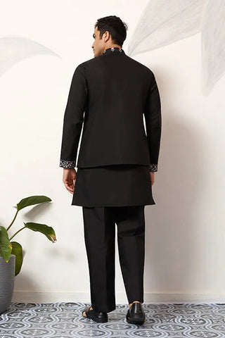 Premium Wedding Black Koti Kurta Pajama for Mens Wear Clothsvilla