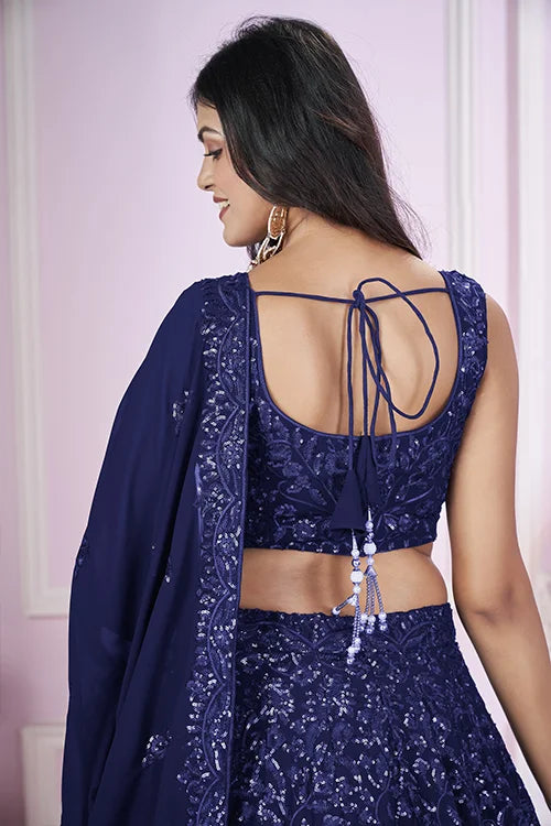 Stylish Blue Lehenga Choli with Georgette Blouse & Dupatta Clothsvilla