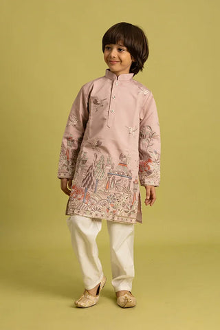 Premium Peach Color Vantara Style Boys Kurta with Pajama Clothsvilla