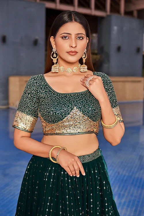 Stunning Green Bridal Lehenga Choli with Dupatta Clothsvilla