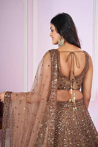 Brown Designer Embroidered Lehenga Choli Clothsvilla