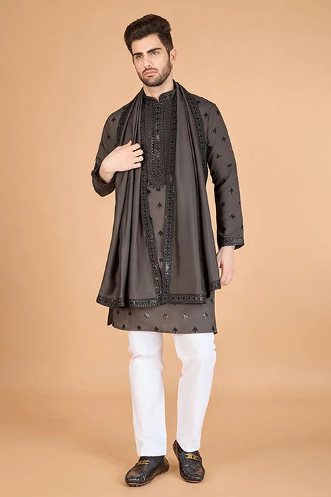 Elegant Brown Viscose Silk Kurta with Sequins – Clothsvillastore Clothsvilla Main image