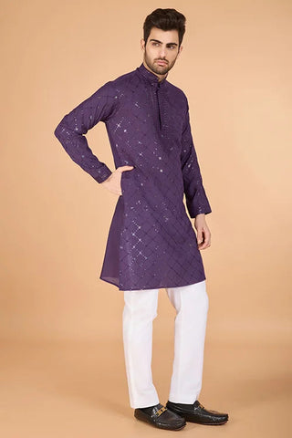 Dusty Purple Latest Branded Kurta for Mens Wear Clothsvilla