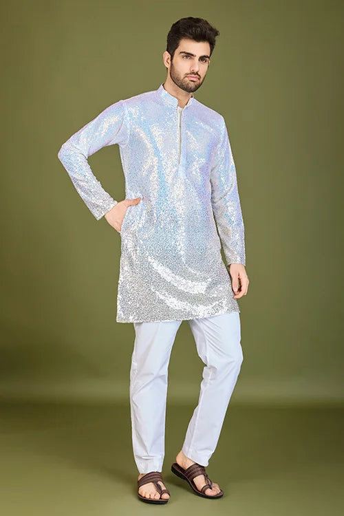 Ombre Yellow Designer Men's Kurta in Real Georgette gents kurta Clothsvilla